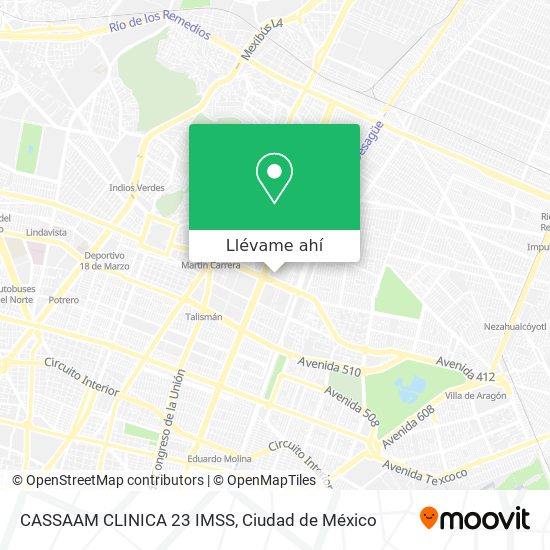 Cómo llegar a CASSAAM CLINICA 23 IMSS en Gustavo A. Madero en Autobús o  Metro?