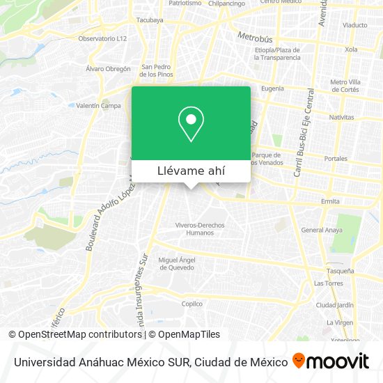 Mapa de Universidad Anáhuac México SUR