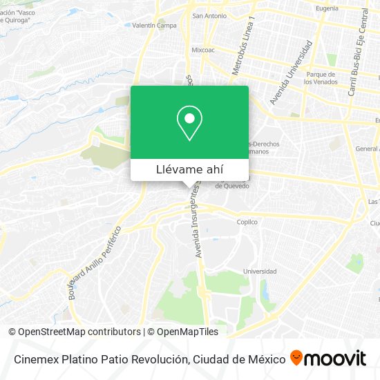 Mapa de Cinemex Platino Patio Revolución