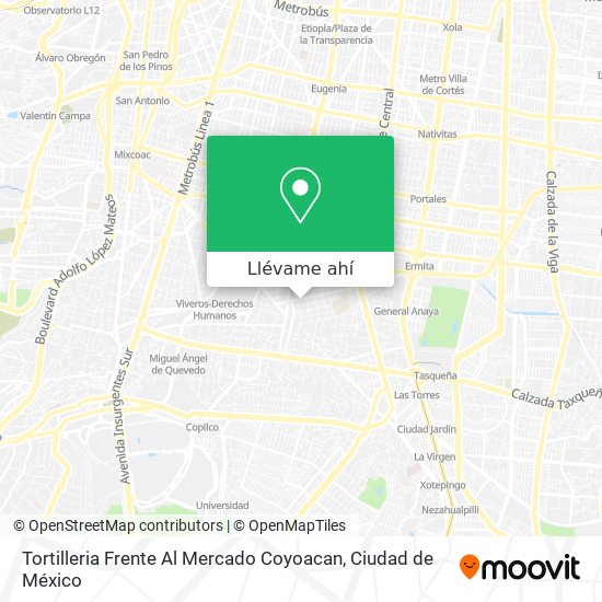 Mapa de Tortilleria Frente Al Mercado Coyoacan