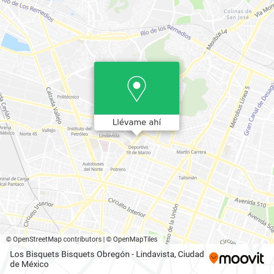 Mapa de Los Bisquets Bisquets Obregón - Lindavista