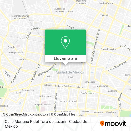 Mapa de Calle Mariana R del Toro de Lazarín