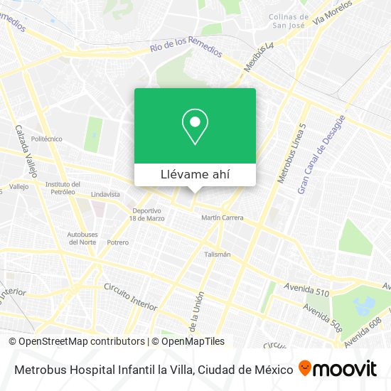 Mapa de Metrobus Hospital Infantil la Villa