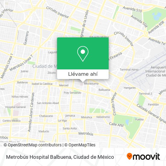 Mapa de Metrobús Hospital Balbuena