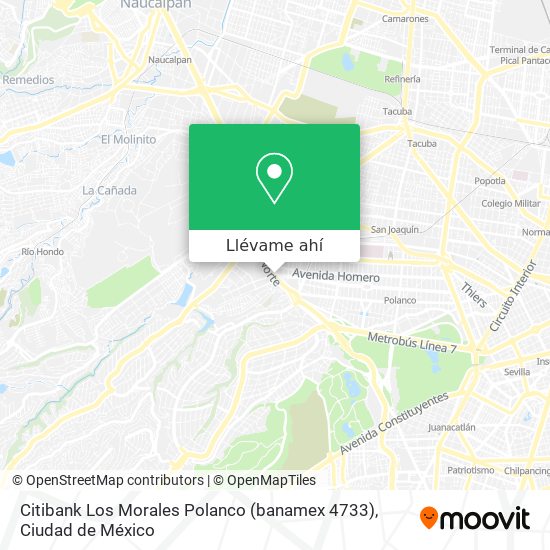 Mapa de Citibank Los Morales Polanco (banamex 4733)