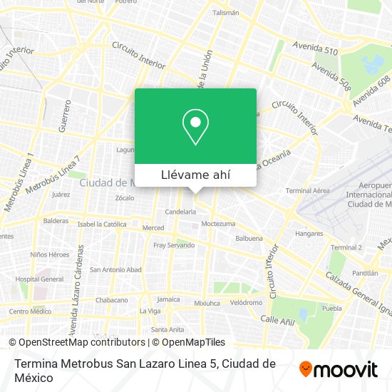 Mapa de Termina Metrobus San Lazaro Linea 5