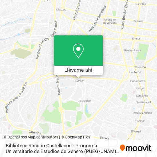 Mapa de Biblioteca Rosario Castellanos - Programa Universitario de Estudios de Género (PUEG / UNAM)