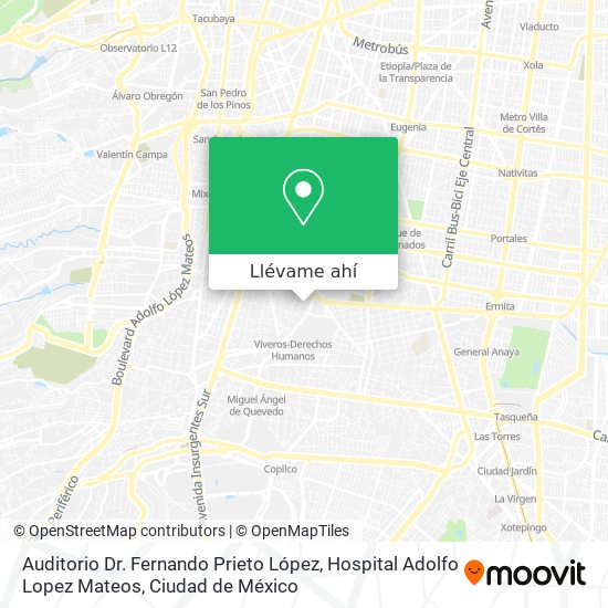 Mapa de Auditorio Dr. Fernando Prieto López, Hospital Adolfo Lopez Mateos