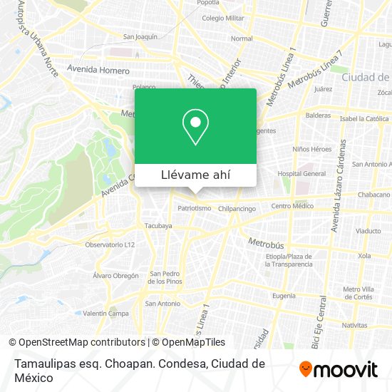 Mapa de Tamaulipas esq. Choapan. Condesa