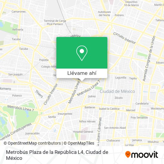 Mapa de Metrobús Plaza de la República L4