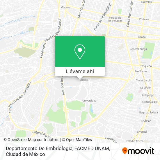 Mapa de Departamento De Embriología, FACMED UNAM