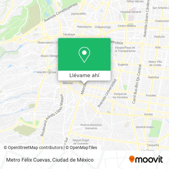 Mapa de Metro Félix Cuevas