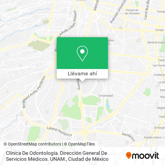 Mapa de Clínica De Odontología. Dirección General De Servicios Médicos. UNAM.