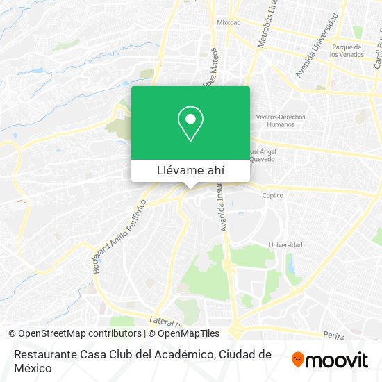 Cómo llegar a Restaurante Casa Club del Académico en Alvaro Obregón en  Autobús o Metro?