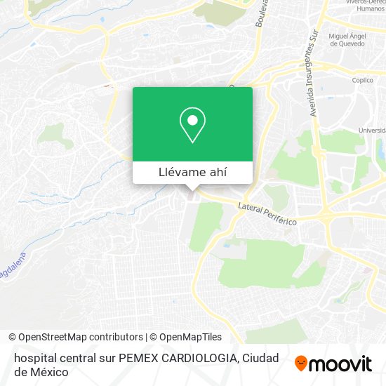 Mapa de hospital central sur PEMEX CARDIOLOGIA