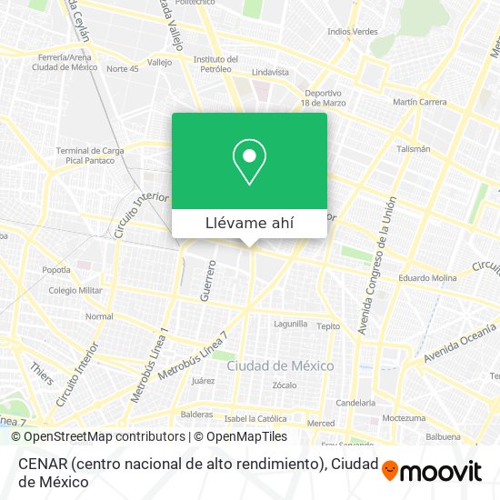 Mapa de CENAR (centro nacional de alto rendimiento)