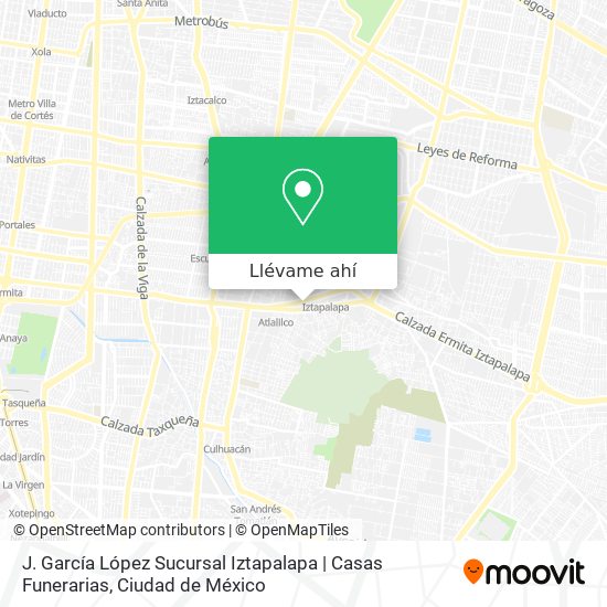 Mapa de J. García López Sucursal Iztapalapa | Casas Funerarias