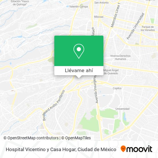 Mapa de Hospital Vicentino y Casa Hogar
