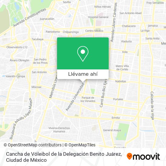 Mapa de Cancha de  Vóleibol de la Delegación Benito Juárez