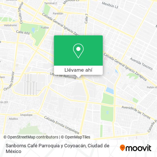 Mapa de Sanborns Café Parroquia y Coyoacán