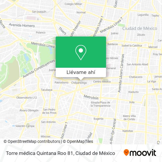Mapa de Torre médica Quintana Roo 81