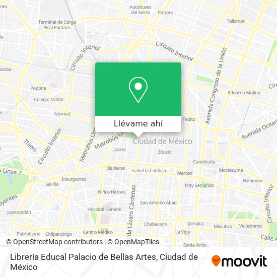 Mapa de Librería Educal Palacio de Bellas Artes