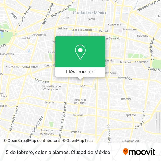 Mapa de 5 de febrero, colonia alamos