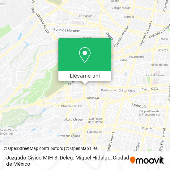 Mapa de Juzgado Civico MIH-3, Deleg. Miguel Hidalgo