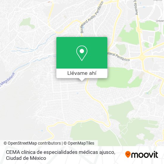 Mapa de CEMA clínica de especialidades médicas ajusco