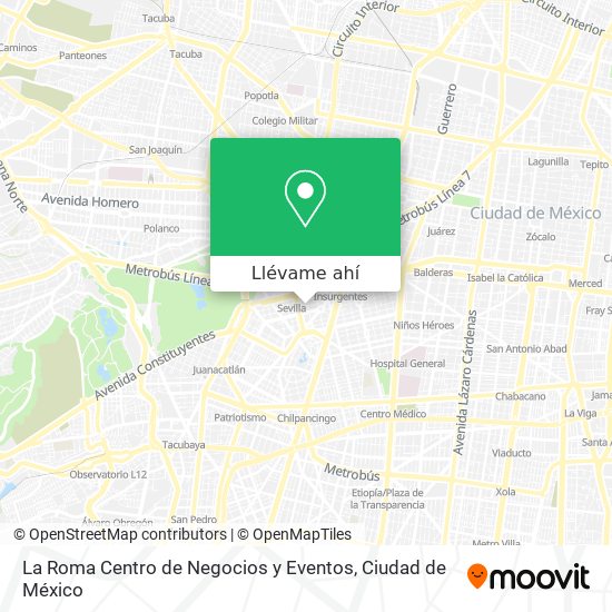 Mapa de La Roma Centro de Negocios y Eventos