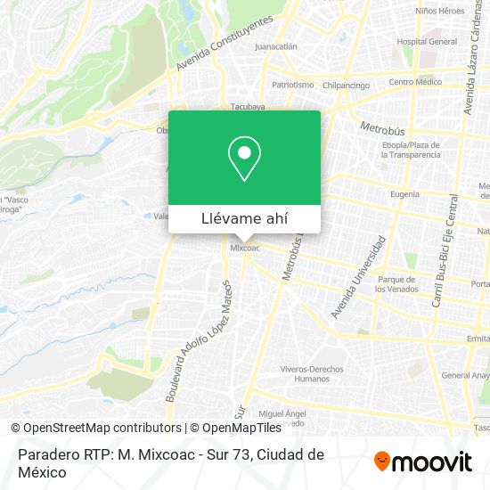 Mapa de Paradero RTP: M. Mixcoac - Sur 73