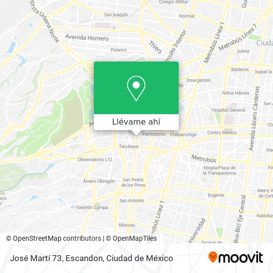 Mapa de José Martí 73, Escandon