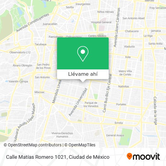 Mapa de Calle Matías Romero 1021