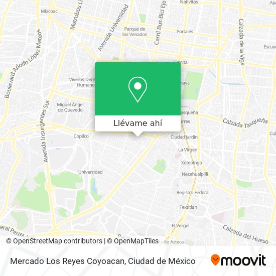 Cómo llegar a Mercado Los Reyes Coyoacan en Benito Juárez en Autobús, Metro  o Tren?