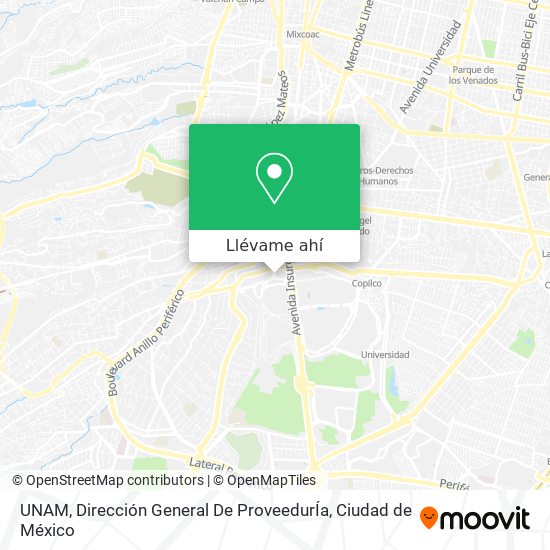 Mapa de UNAM, Dirección General De ProveedurÍa