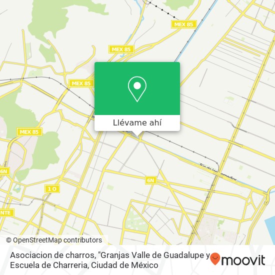 Mapa de Asociacion de charros, "Granjas Valle de Guadalupe y Escuela de Charreria