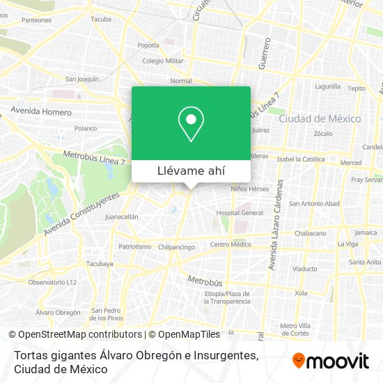 Mapa de Tortas gigantes Álvaro Obregón e Insurgentes