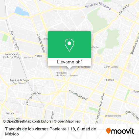 Mapa de Tianguis de los viernes Poniente 118