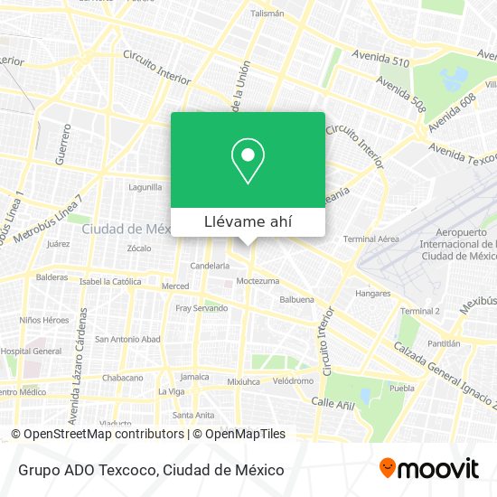 Mapa de Grupo ADO Texcoco
