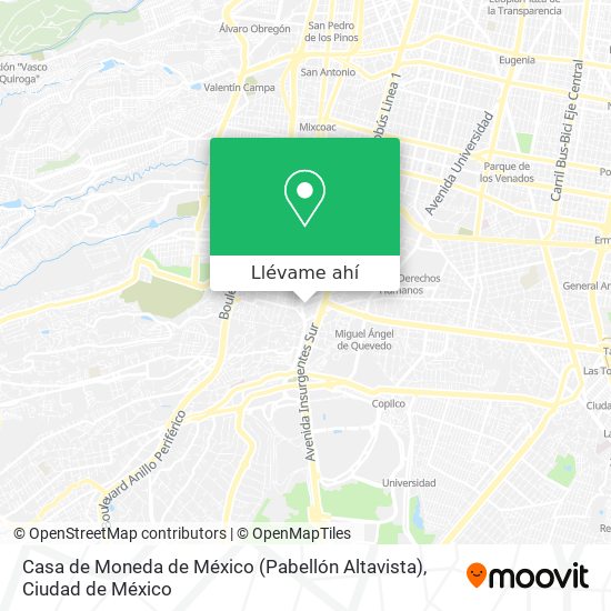 Mapa de Casa de Moneda de México (Pabellón Altavista)