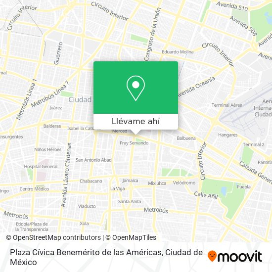 Mapa de Plaza Cívica Benemérito de las Américas