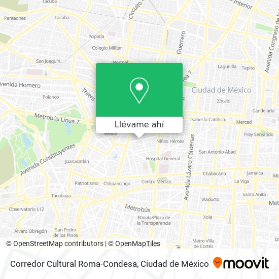 Mapa de Corredor Cultural Roma-Condesa