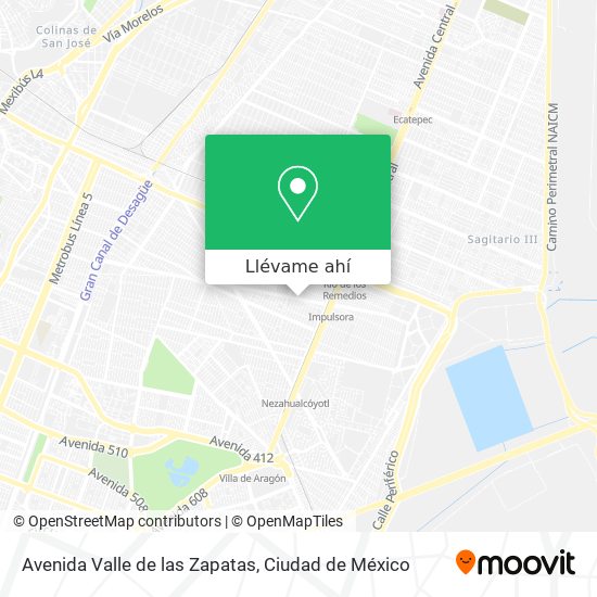 Mapa de Avenida Valle de las Zapatas