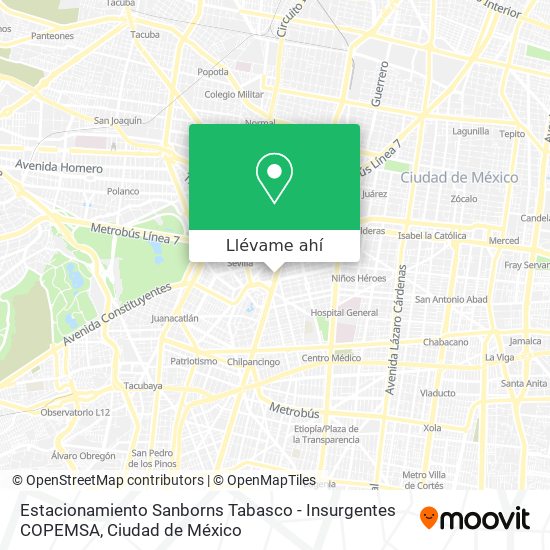 Mapa de Estacionamiento Sanborns Tabasco - Insurgentes COPEMSA