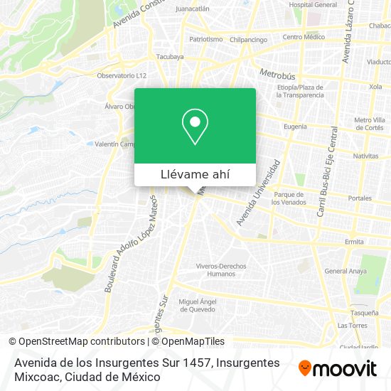 Mapa de Avenida de los Insurgentes Sur 1457, Insurgentes Mixcoac