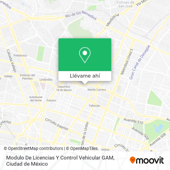 Mapa de Modulo De Licencias Y Control Vehicular GAM