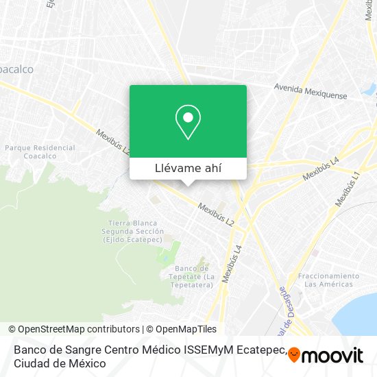 Mapa de Banco de Sangre Centro Médico ISSEMyM Ecatepec