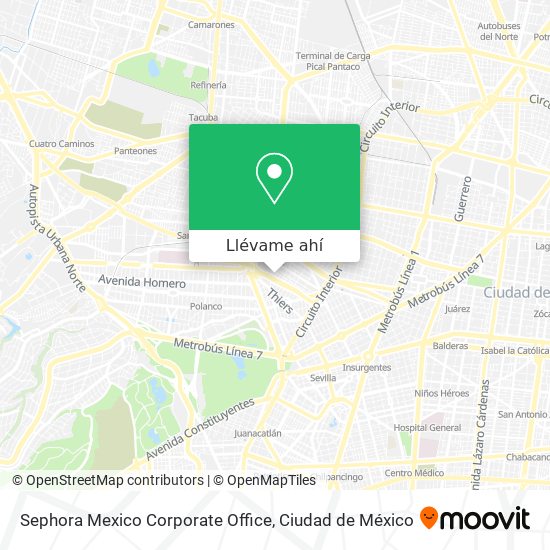 Mapa de Sephora Mexico Corporate Office