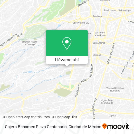 Mapa de Cajero Banamex Plaza Centenario