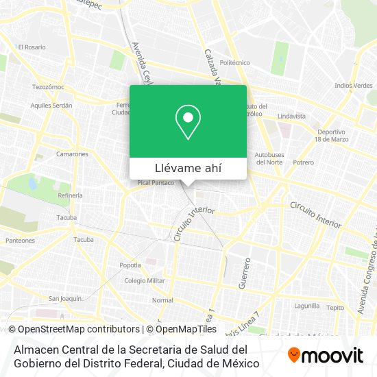 Mapa de Almacen Central de la Secretaria  de Salud del Gobierno del Distrito Federal